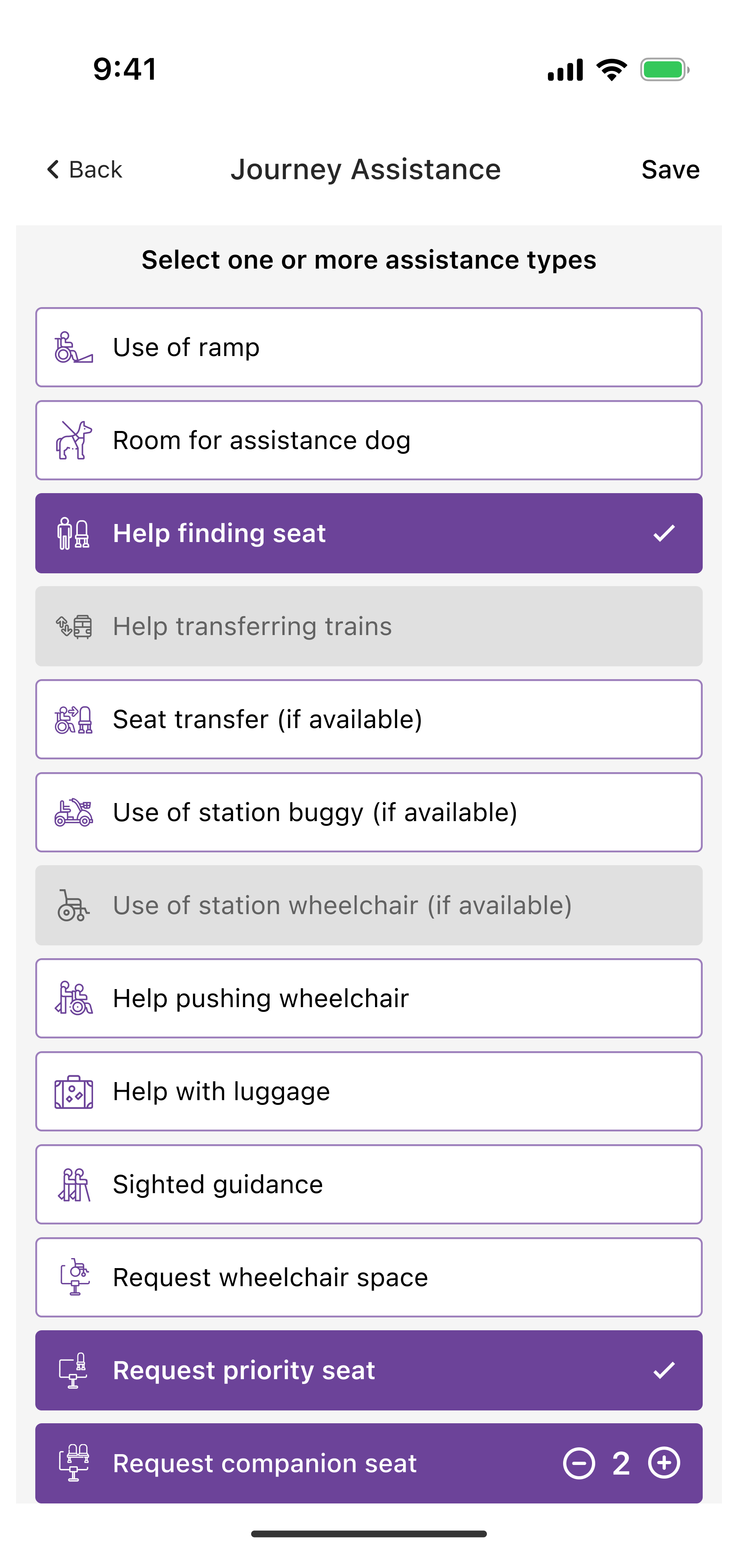 Passenger Assist Types