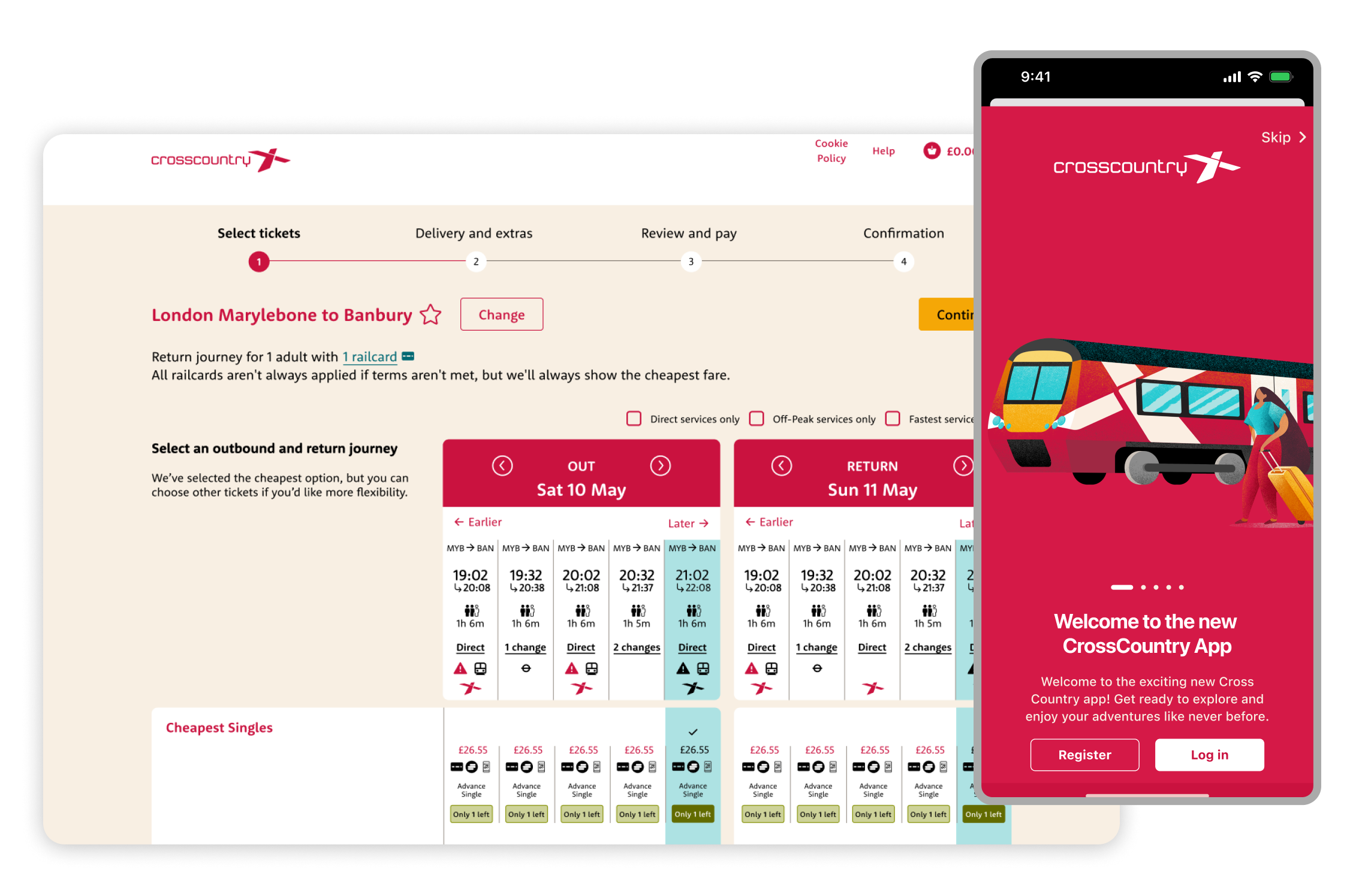 A snapshot of Arriva’s digital rail experience across desktop and mobile, highlighting accessible booking flows, mobile ticketing innovation, and modernised seat selection—showcasing how complex rail journeys were simplified through thoughtful UX.
